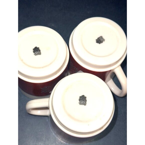 Set Of 3 Royal Prestige Red & White Snowflake Ceramic Coffee Mugs 12 Oz - Picture 4 of 6